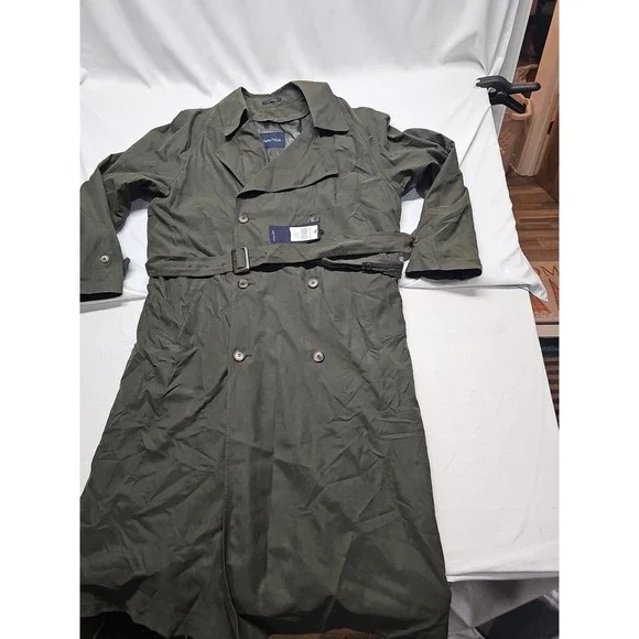 Vtg Nautica Trench Coat Mens 40T Pewter Double Breasted Lined Preppy Retro - Picture 3 of 16